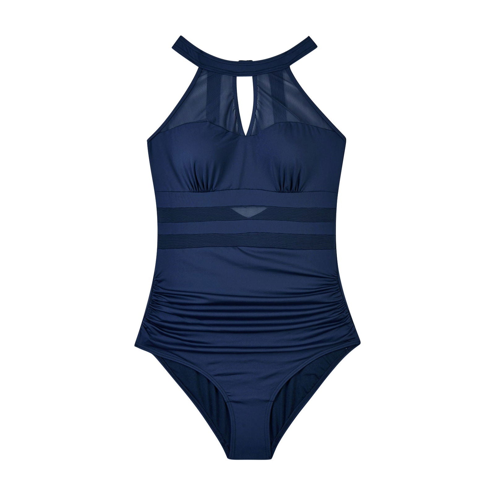Navy High Neck One Piece Swimsuit
