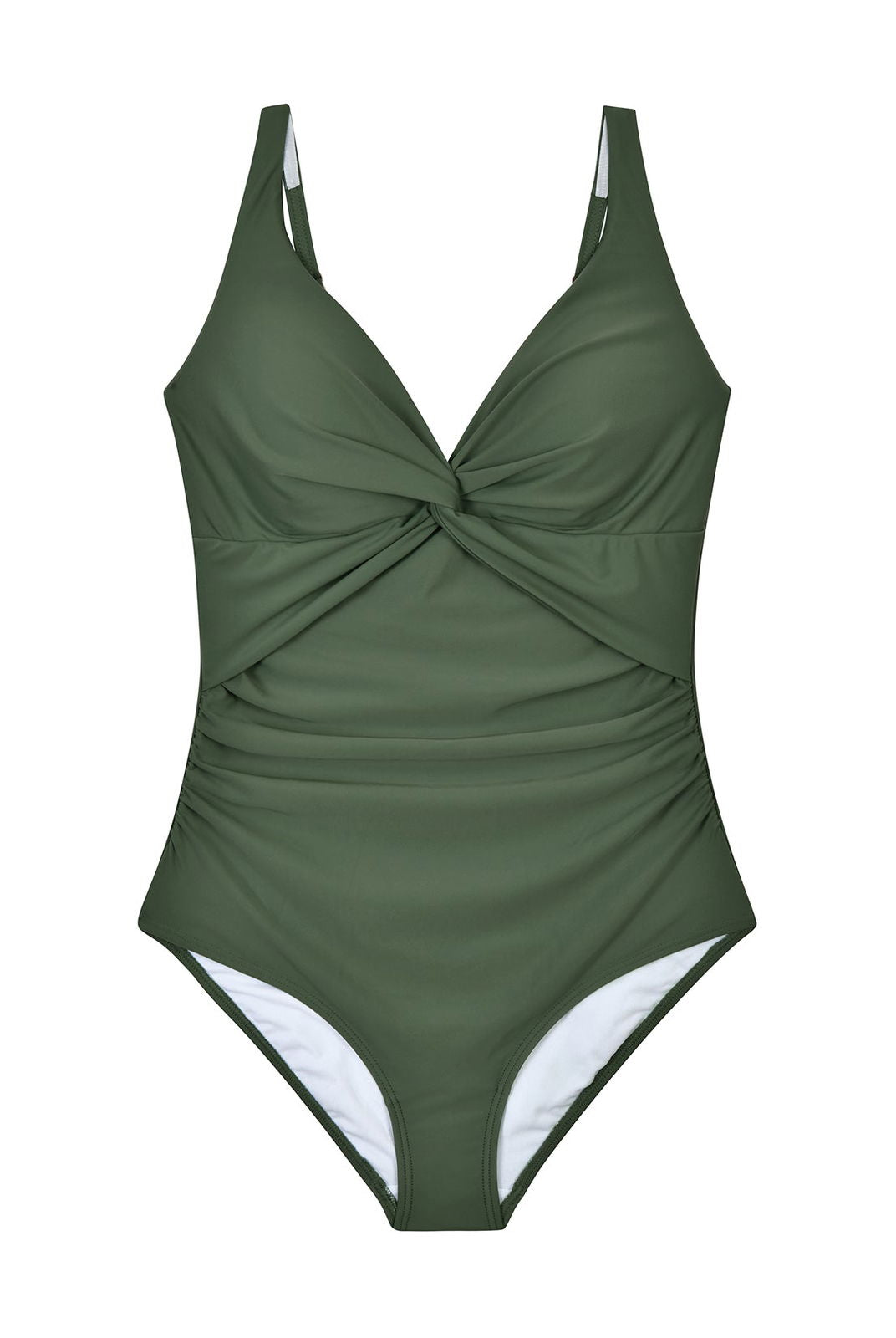 Olive Green Deep V Neck One-Piece