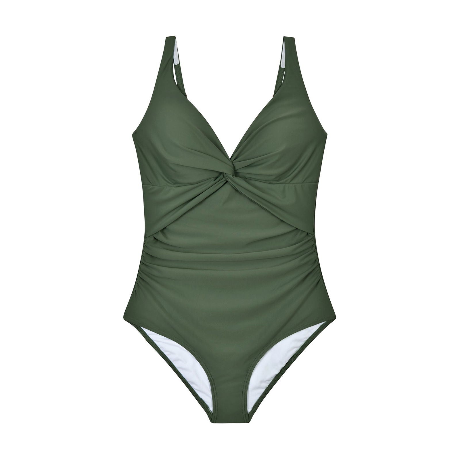 Olive Green Deep V Neck One-Piece