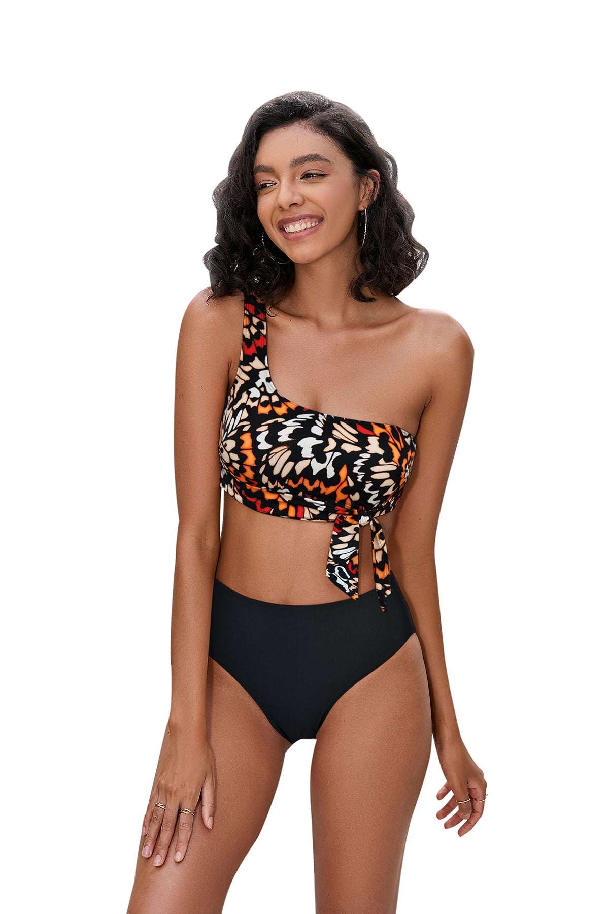 Butterfly Print One Shoulder Bikini