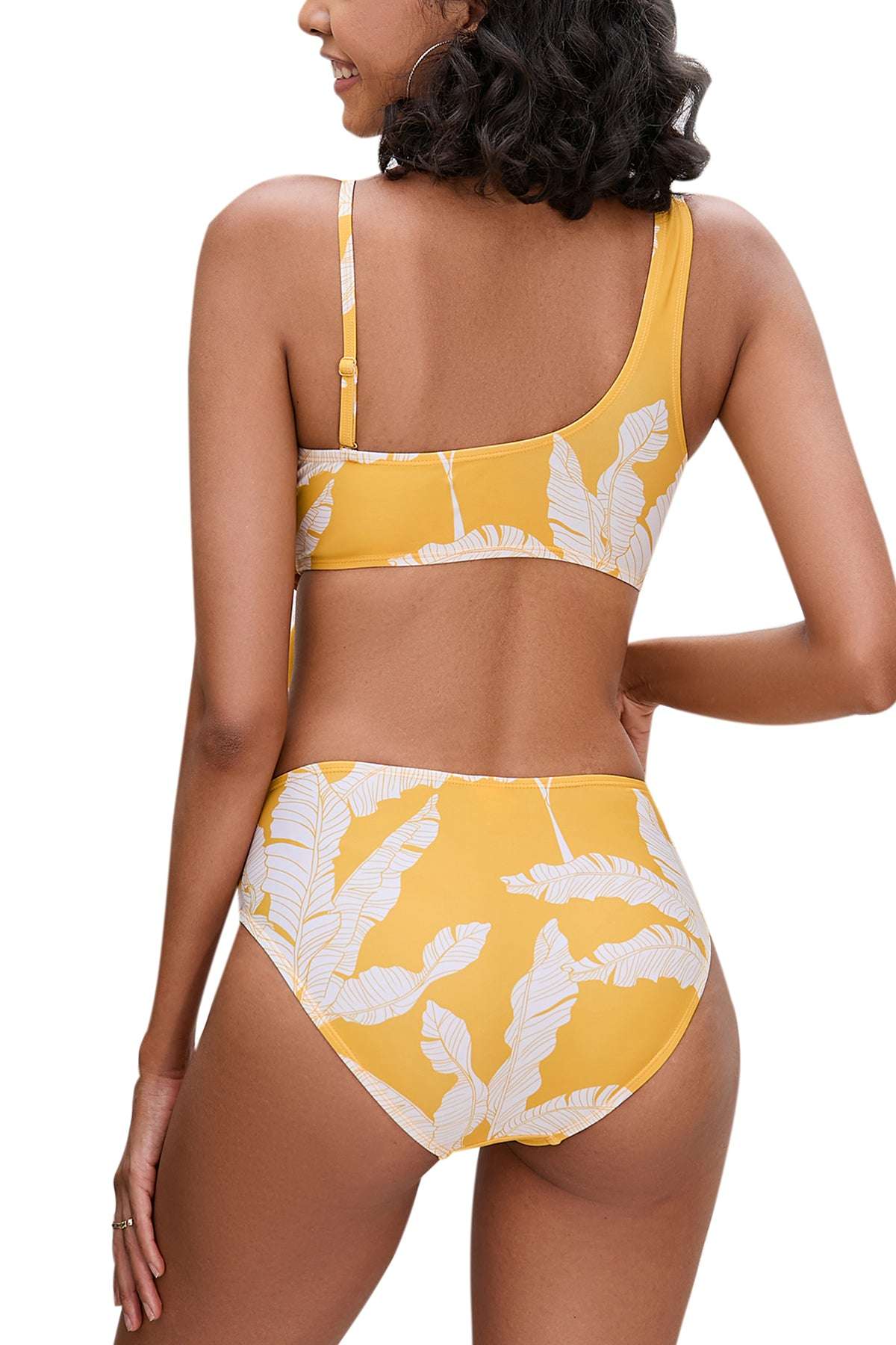 Tropical Print One Shoulder Bikini