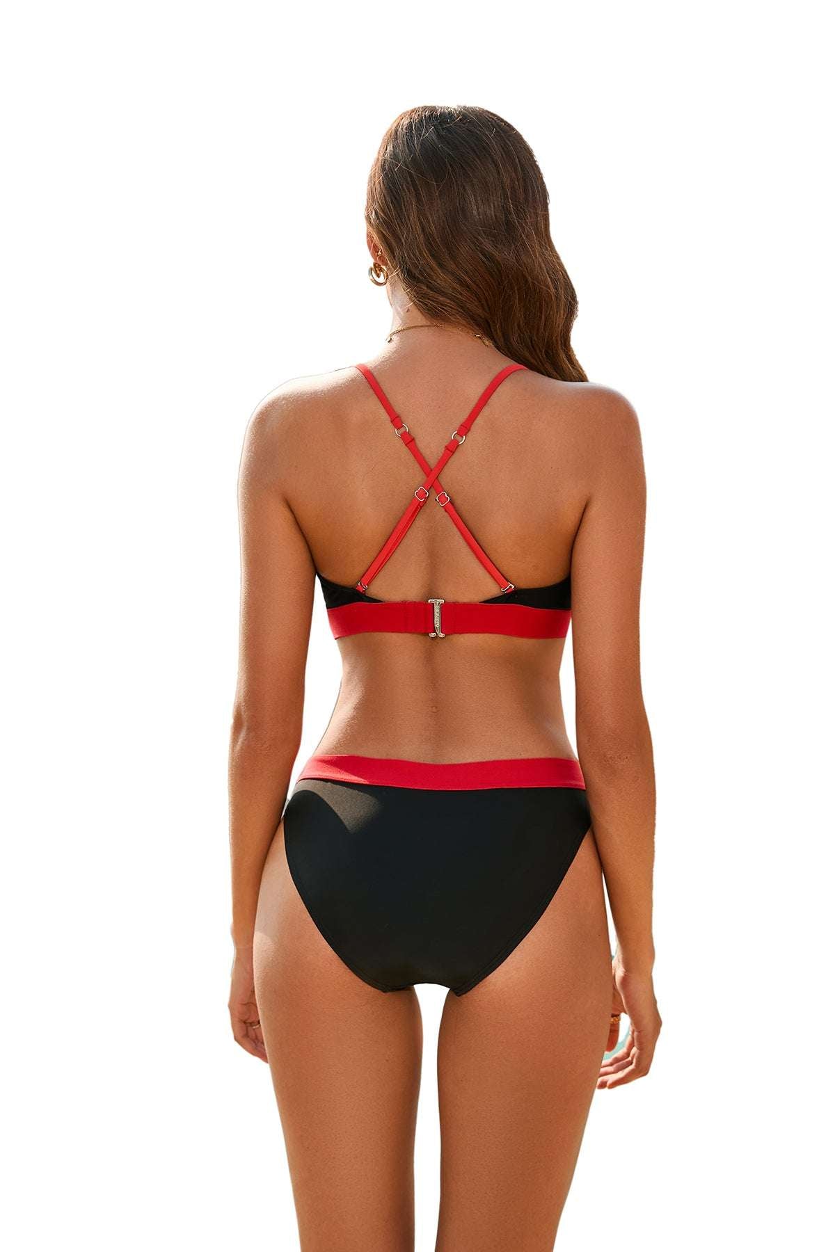 Black & Red Triangle Cup Bikini Set