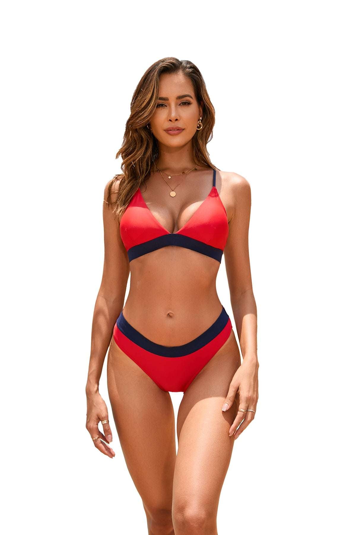 Spaghetti Straps Triangle Cup Bikini Set