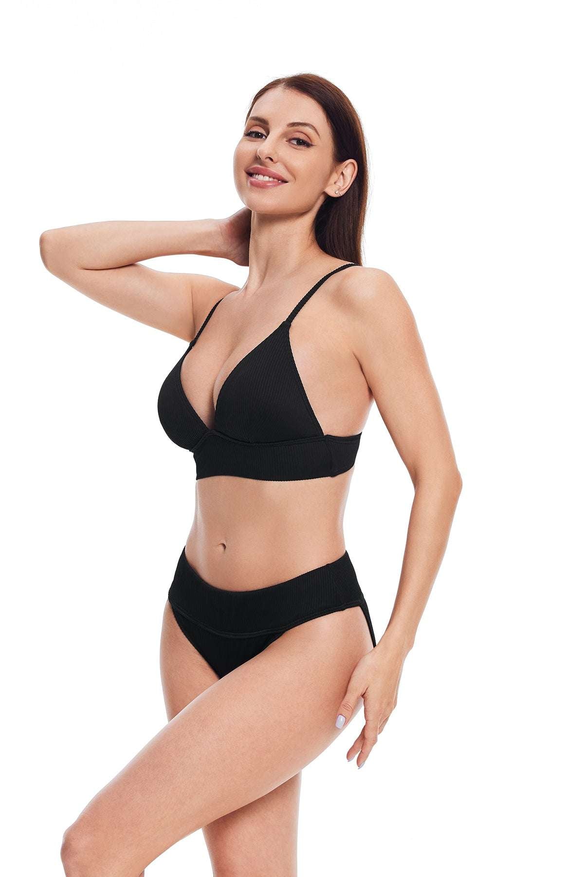 Solid Black Triangle Bikini Set