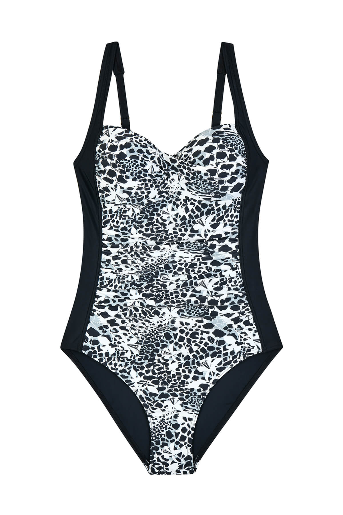 Black Leopard Tummy Control Ruched One Piece Swimsuit