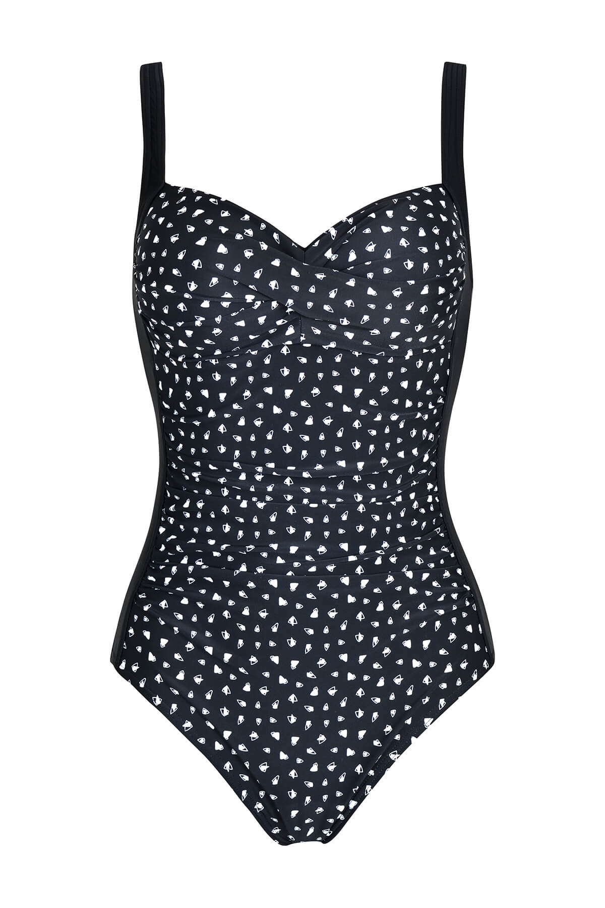 Black Ruched One Piece Swimsuit