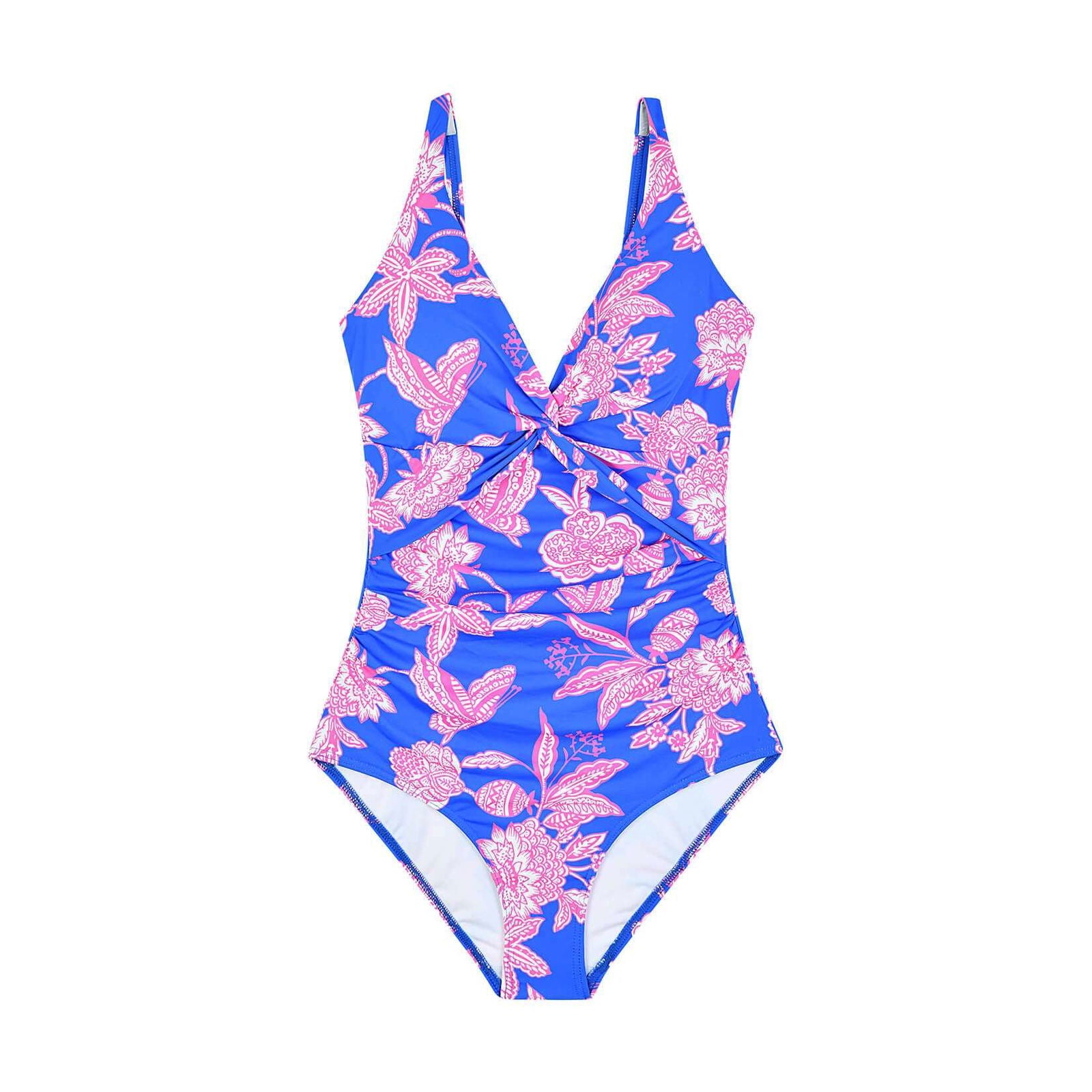 Butterfly Print V Neck One Piece Swimsuit