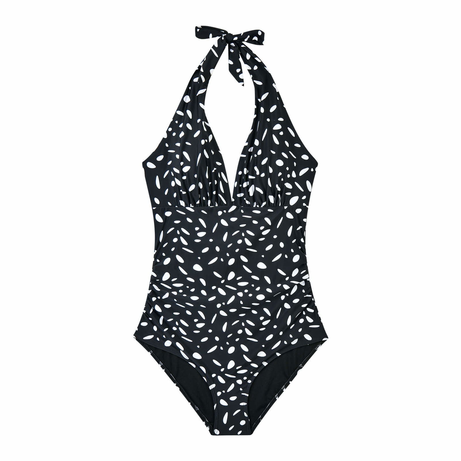 Classic Polka Dots Plunging V Neckline One Piece Swimsuit