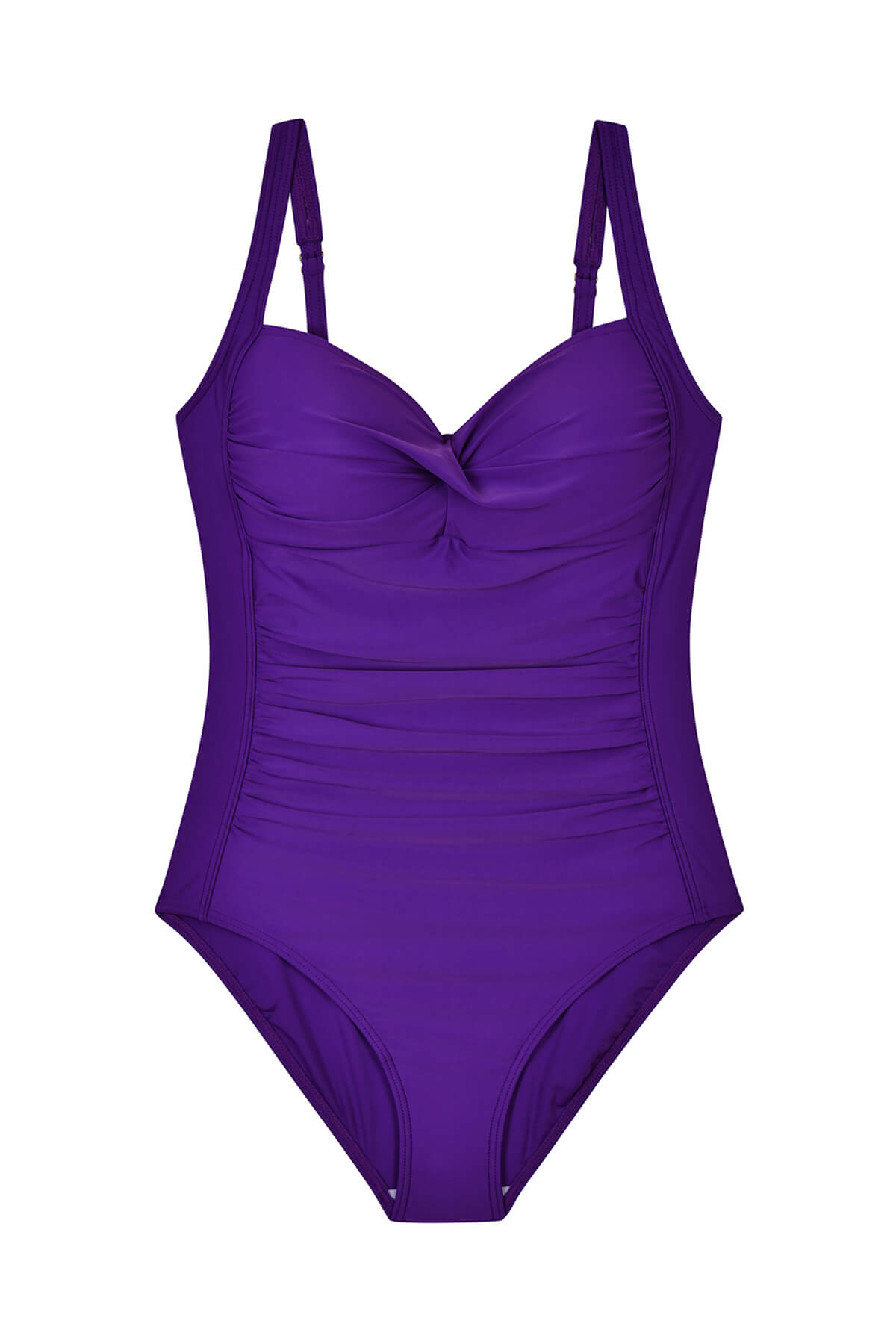 Purple Tummy Control Ruched One Piece Swimsuit