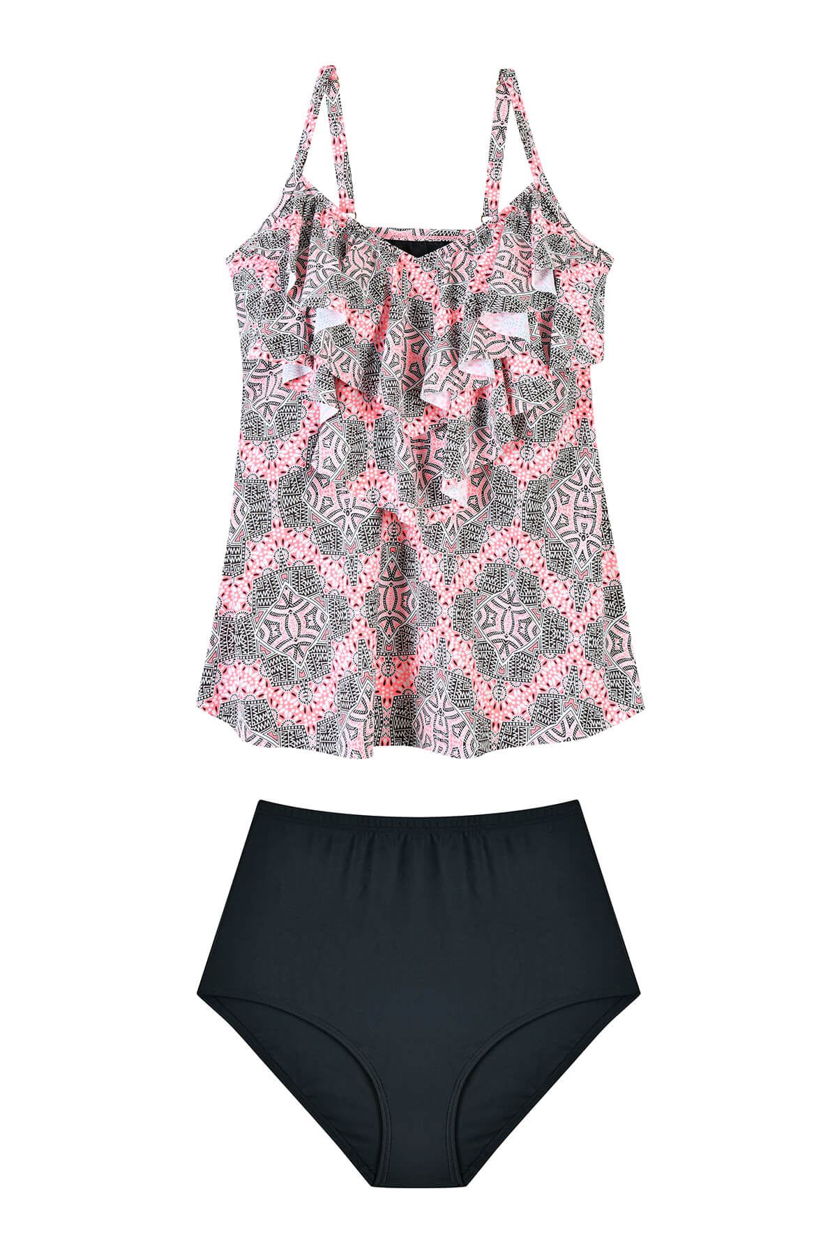 Royal Garden Three Tiered Ruffled 2 Pieces Slimming Tankini Set