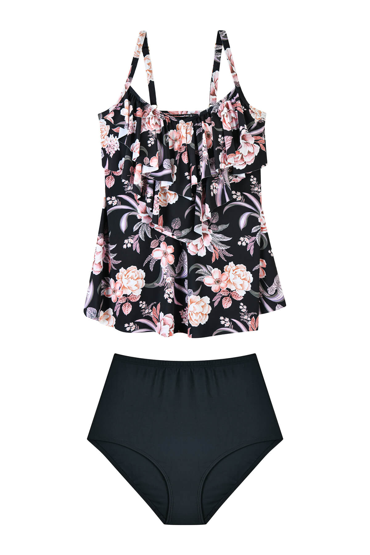 Royal Garden Three Tiered Ruffled 2 Pieces Slimming Tankini Set