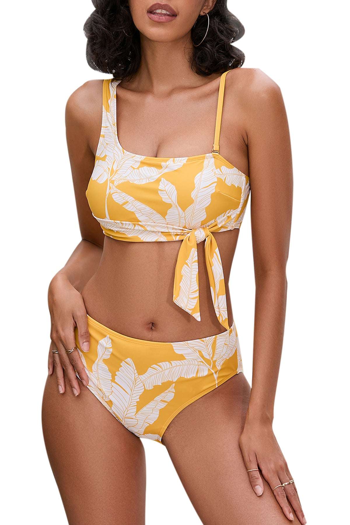 Tropical Print One Shoulder Bikini