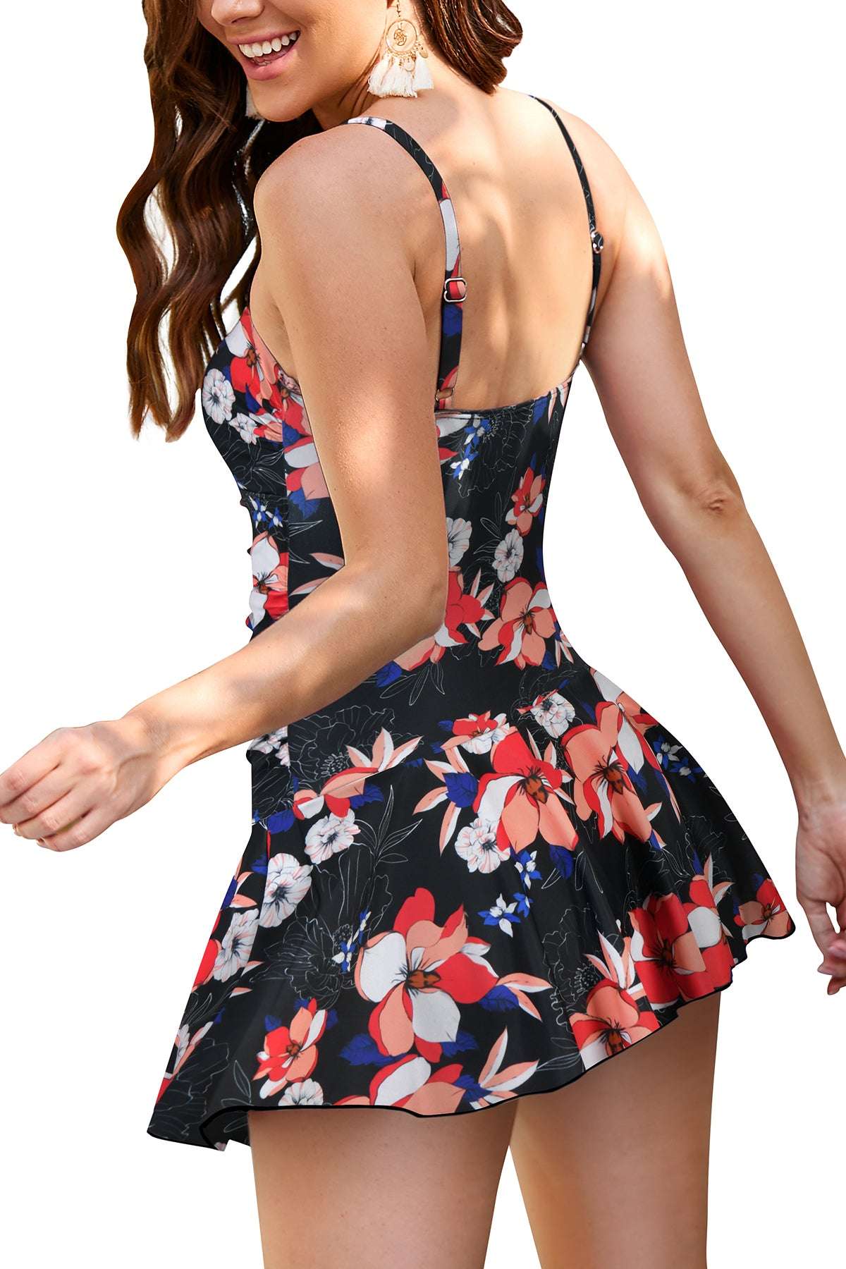 Pear Flower Print Tummy Control Swimdress